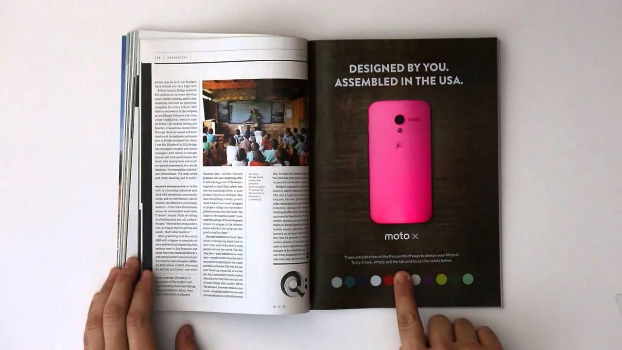 Moto x interactive print advert