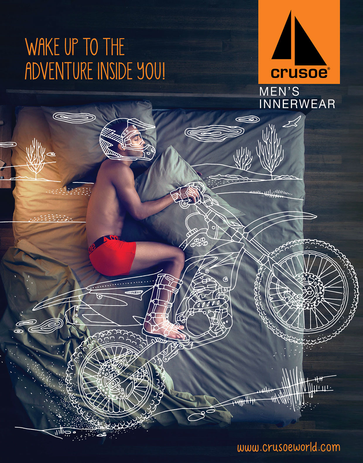 Wake up to the adventure inside you! Crusoe Men's Innerwear Campaigns of the World®