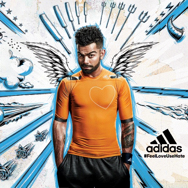 Adidas featuring Virat Kohli in their new ad campaign #FeelLoveUseHate Campaigns of the World®