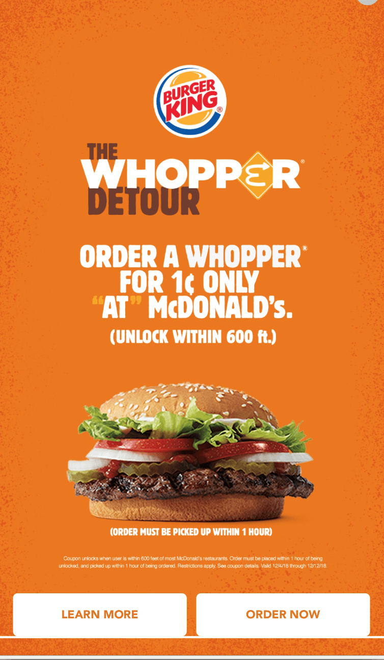 Burger King Whopper Detour campaign