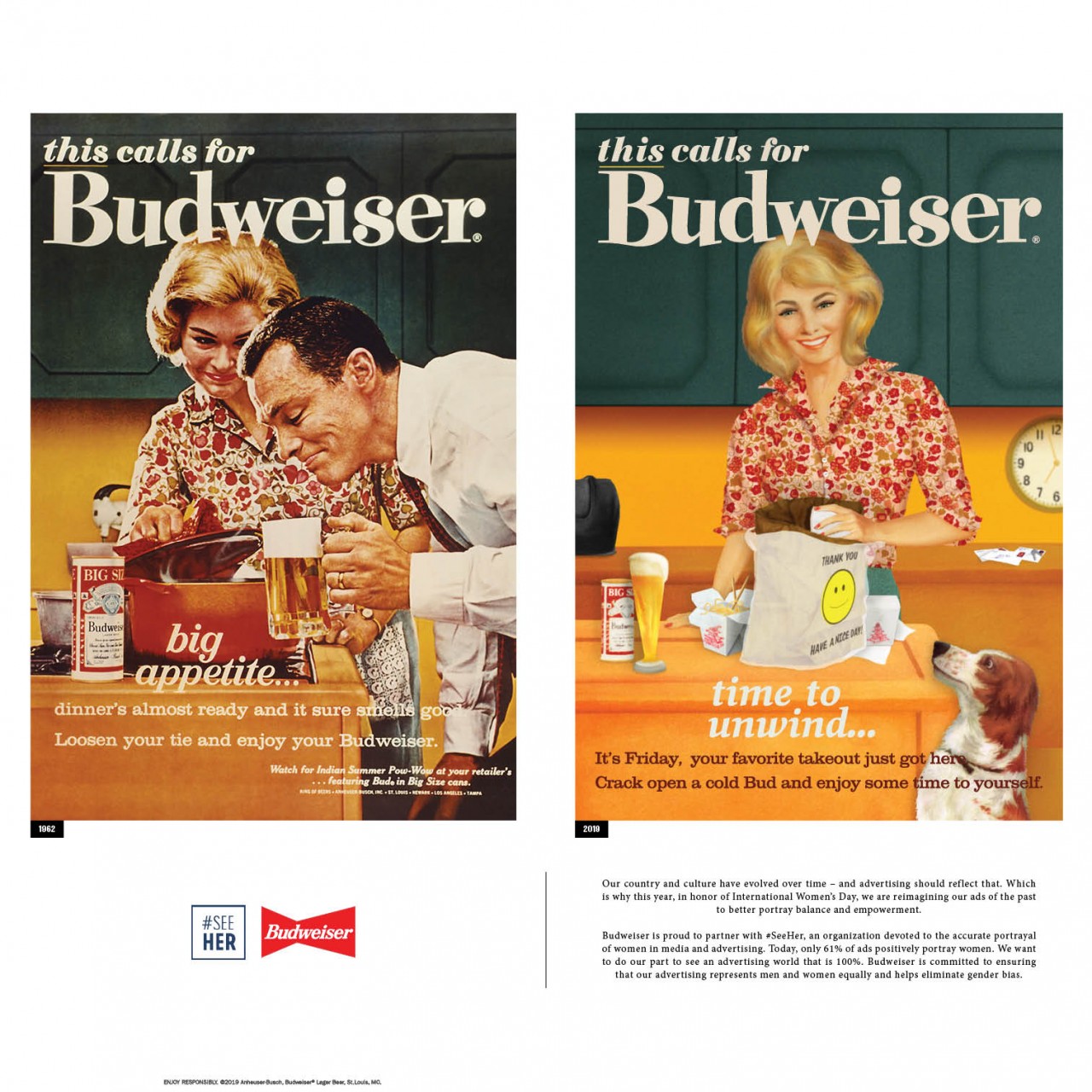 Budweiser sexist ads with #SeeHer on International Women's Day