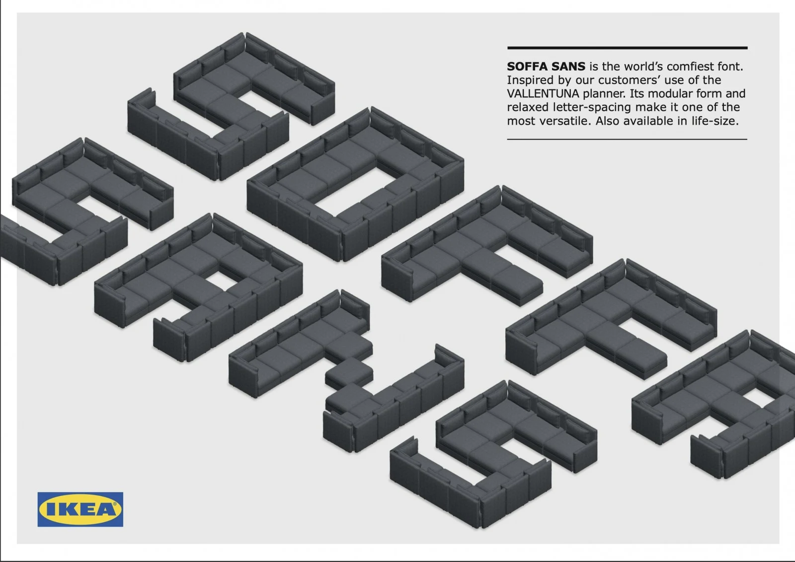 Ikea soffa sans font, campaigns of the world, ikea campaign