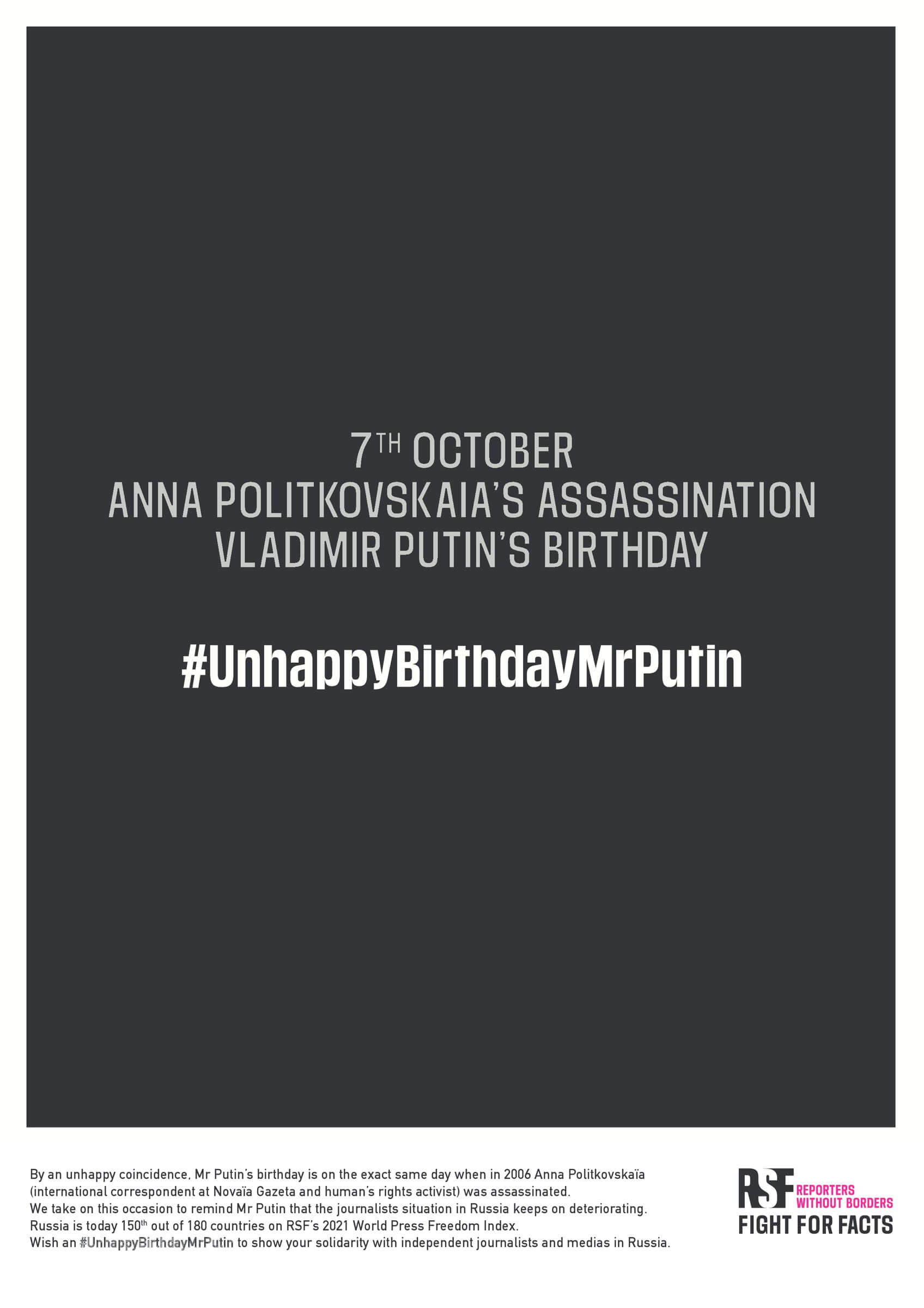 Reporters Without Borders (RSF): #UnhappyBirthdayMrPutin