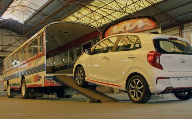 Kia picanto, a car inside a bus, campaigns of the world