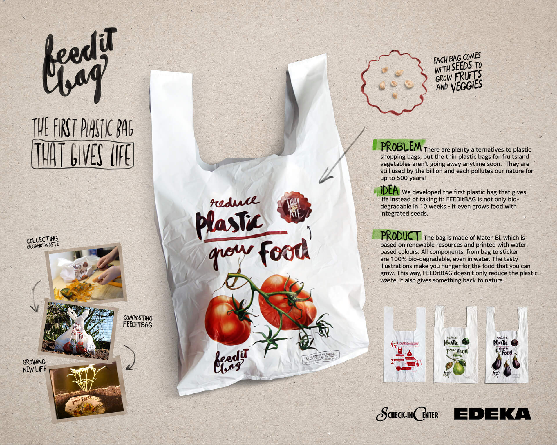 FEEDitBAG by Edeka | A biodegradable bag with built-in seeds