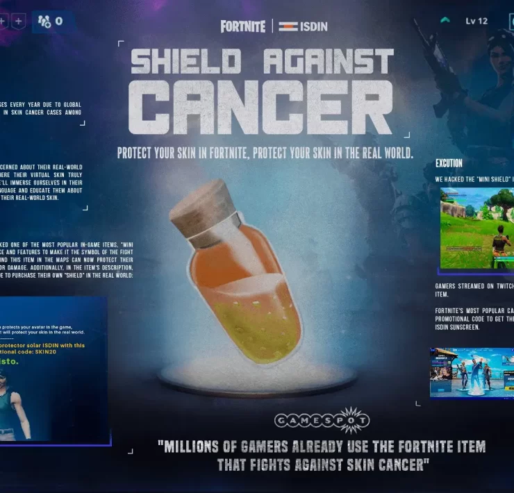 Skin cancer prevention, Fortnite Mini Shield, Epic Games, Campaigns of the world