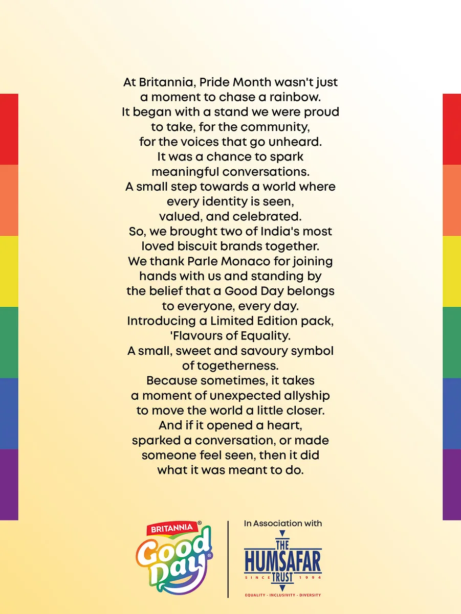 Britannia and Parle Pride Campaign, Pride Month Campaign, Flavours of Equality, Campaigns of the World