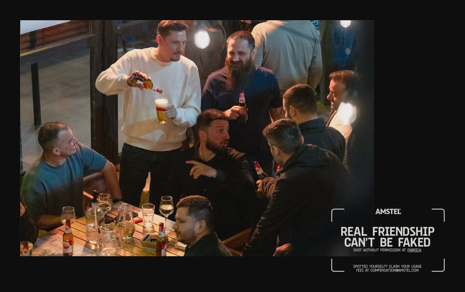 Amstel Shot Without Permission friends drinking beer at table