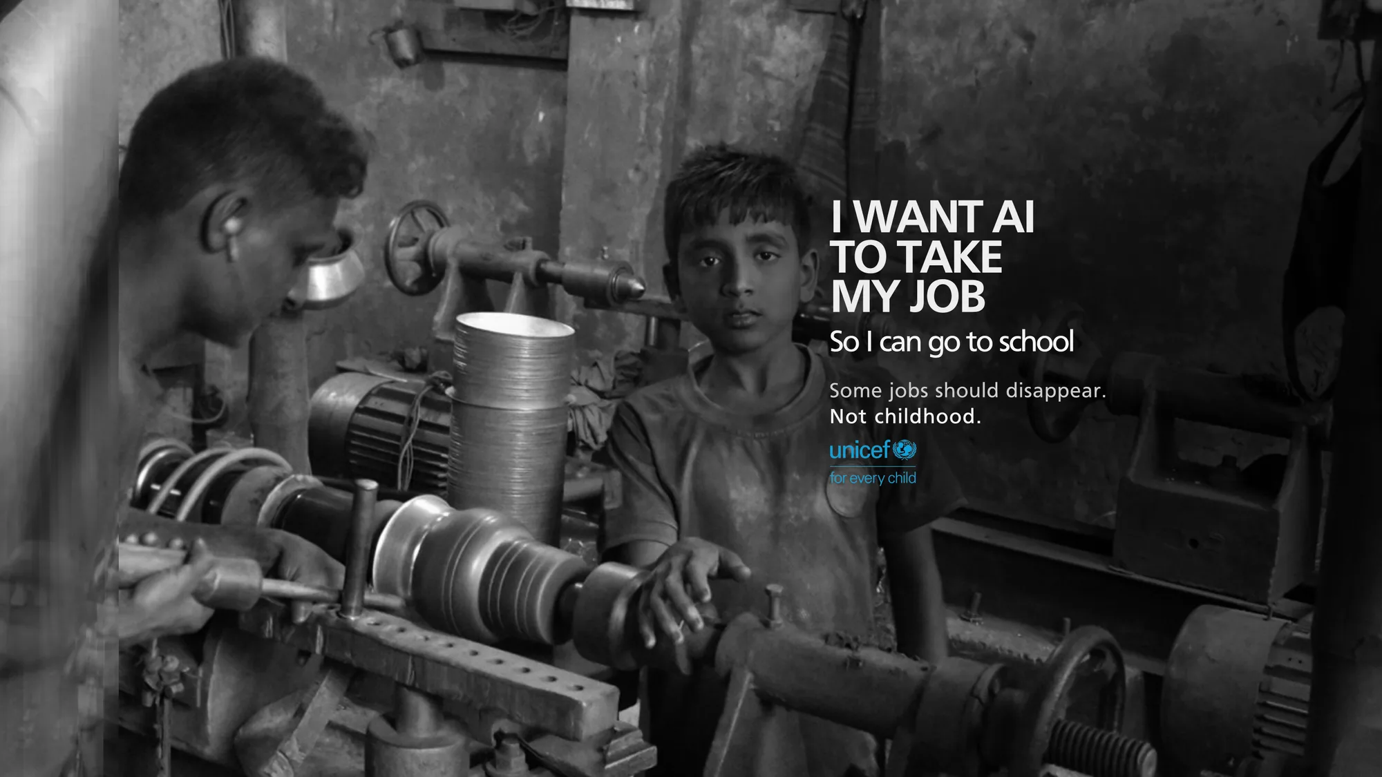 I Want AI to Take My Job print campaign by UNICEF
