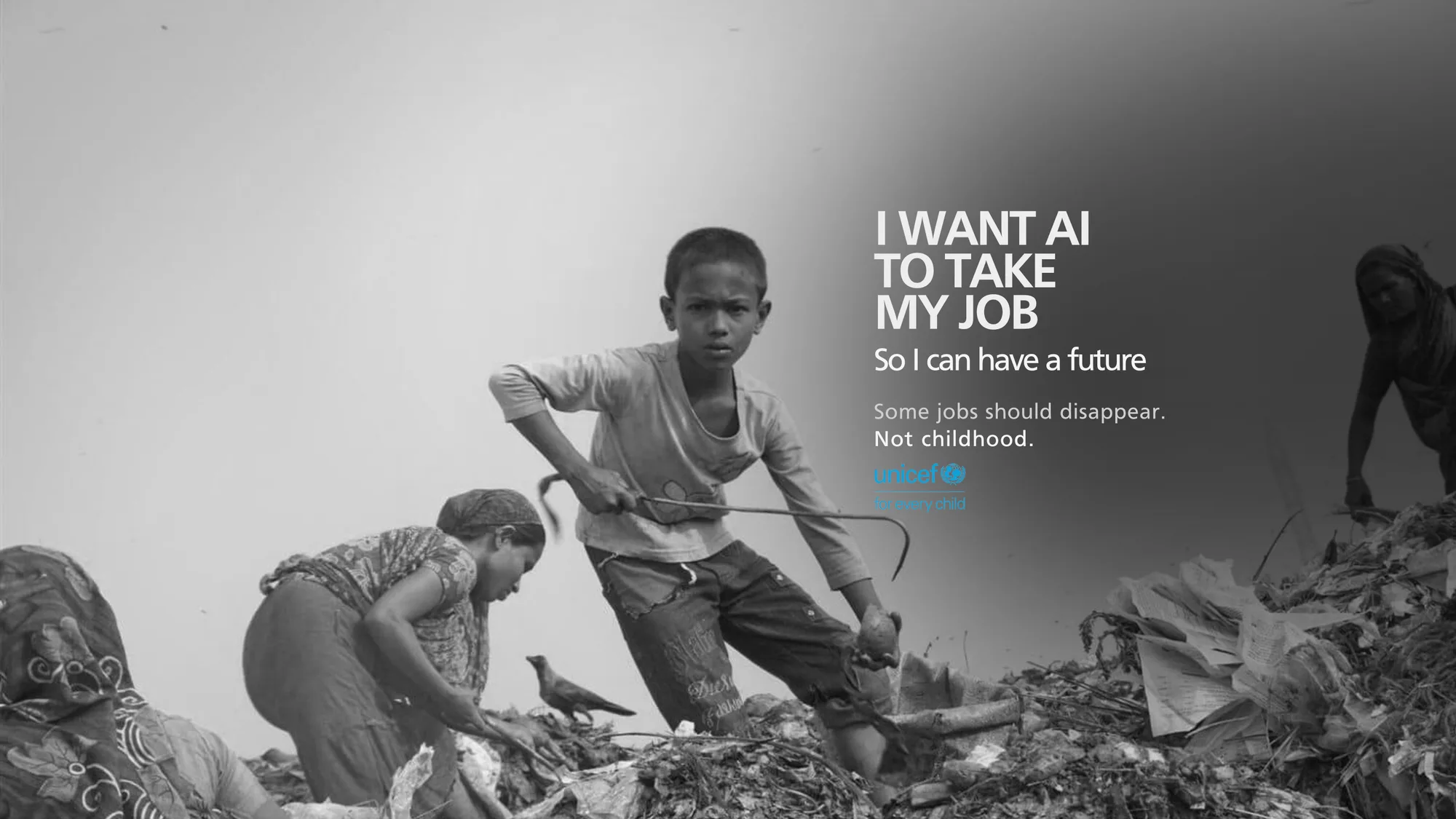 I Want AI to Take My Job print campaign by UNICEF