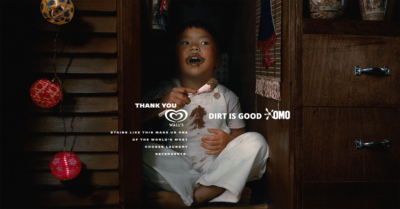 OMO Gratitude is Good campaign featuring child with Wall's ice cream