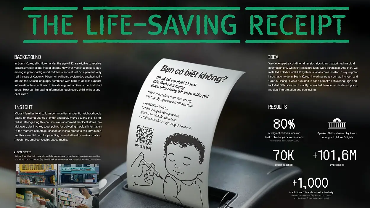 The Life-Saving Receipt campaign receipt with vaccination QR code