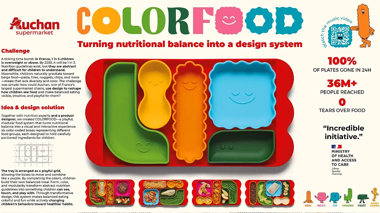 Colorfood campaign visual promoting colorful balanced meals for children