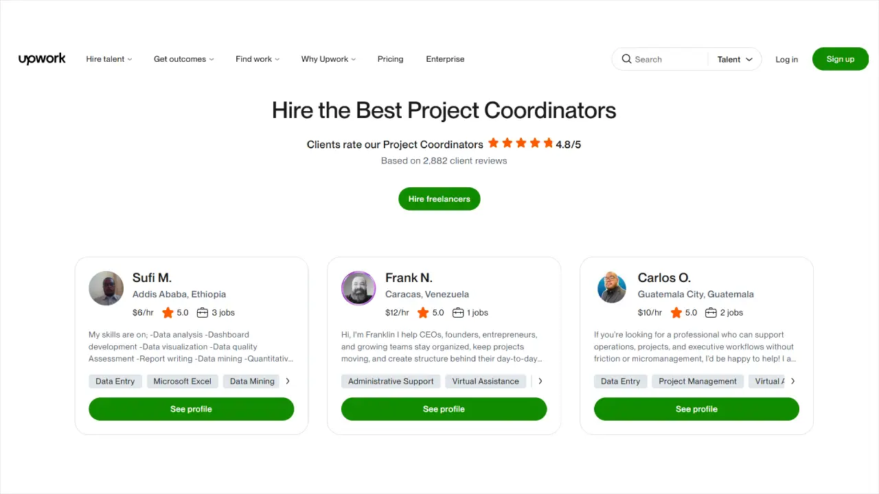 Hire Project Coordinator on Upwork