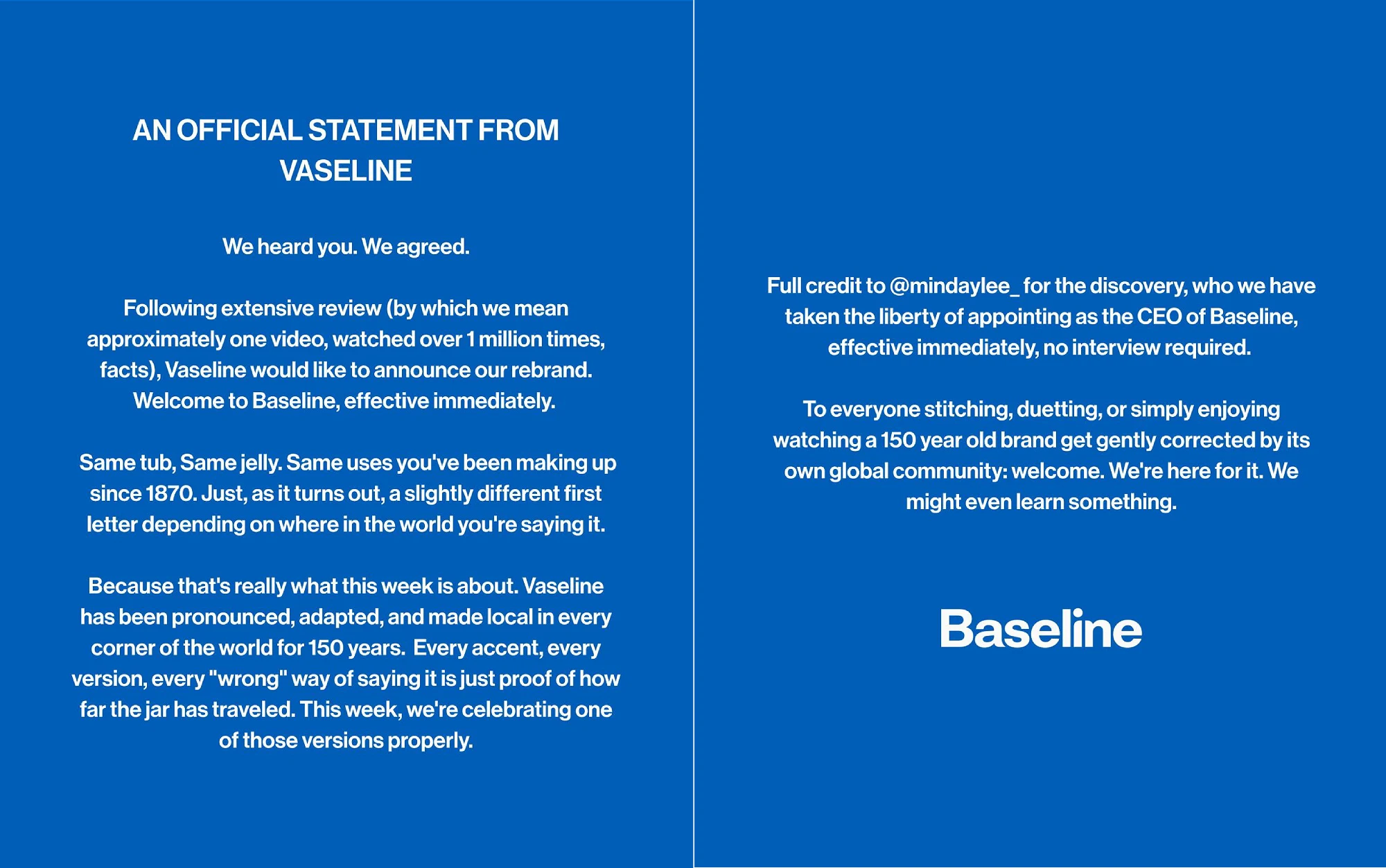 Vaseline BASELINE campaign and Min Day Lee