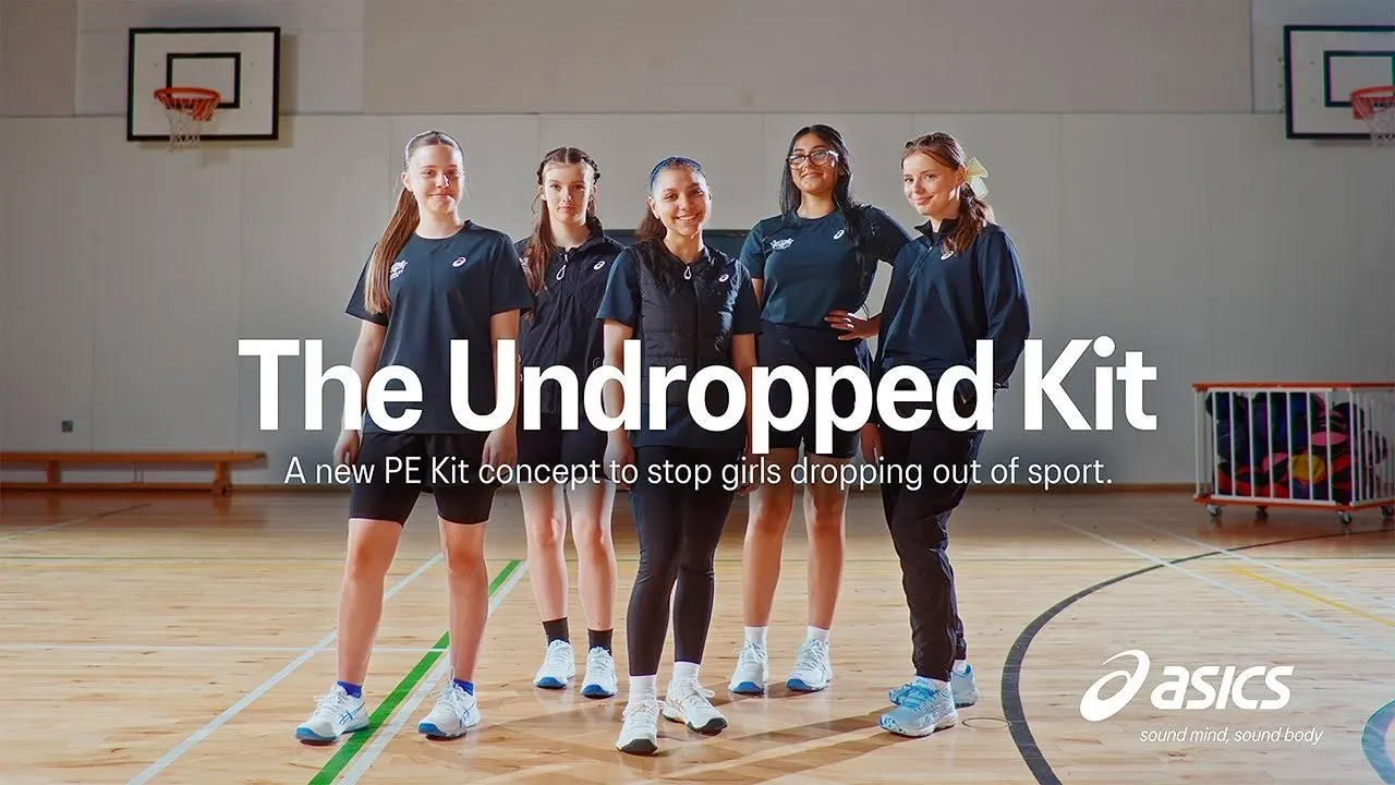 Teenage girls wearing ASICS The Undropped Kit, a reimagined school PE uniform designed around comfort and choice.